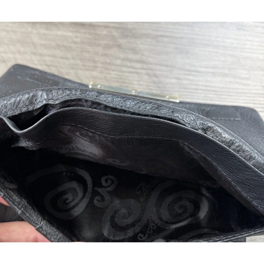Brighton Black Leather Wallet Vintage Organizer Ornate Silver Hardware